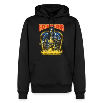 FWD - Feuerwehr - echte Männer die durchs Feuer - Männer Premium Bio Hoodie - Schwarz - Vorne - Nico (187cm)
