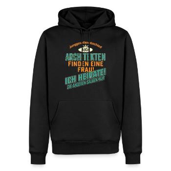 JGA BRAEUTIGAM - Architekt - petrol strong orange - Männer Premium Bio Hoodie - Schwarz - Vorne - Nico (187cm)