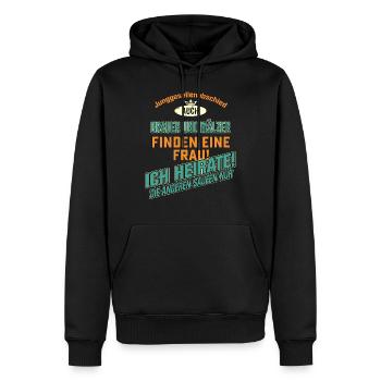 JGA BRAEUTIGAM - Brauer und Mälzer - petrol strong - Männer Premium Bio Hoodie - Schwarz - Vorne - Nico (187cm)