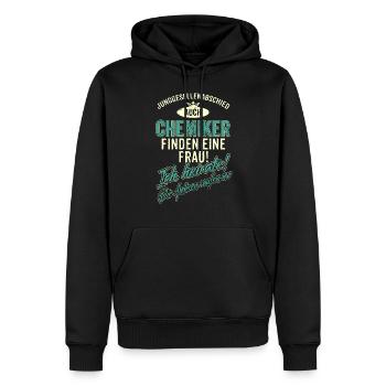JGA BRAEUTIGAM - Chemiker - Version Auch - petrol - Männer Premium Bio Hoodie - Schwarz - Vorne - Nico (187cm)