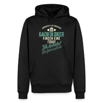 JGA BRAEUTIGAM - Dachdecker - Version Auch - - Männer Premium Bio Hoodie - Schwarz - Vorne - Nico (187cm)