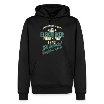 JGA BRAEUTIGAM - Elektriker - finden eine Frau - - Männer Premium Bio Hoodie - Schwarz - Vorne - Nico (187cm)
