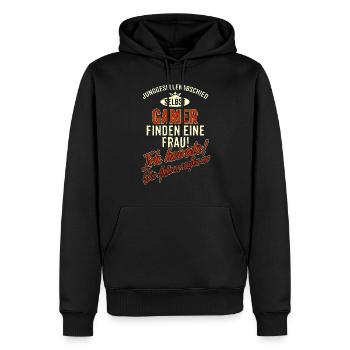 JGA BRAEUTIGAM - Gamer - finden eine Frau - Er - Männer Premium Bio Hoodie - Schwarz - Vorne - Nico (187cm)
