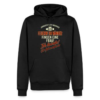 JGA BRAEUTIGAM - Feuerwehrmann - Version Auch rot - Männer Premium Bio Hoodie - Schwarz - Vorne - Nico (187cm)