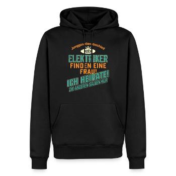 JGA BRAEUTIGAM - Elektriker - petrol strong orange - Männer Premium Bio Hoodie - Schwarz - Vorne - Nico (187cm)