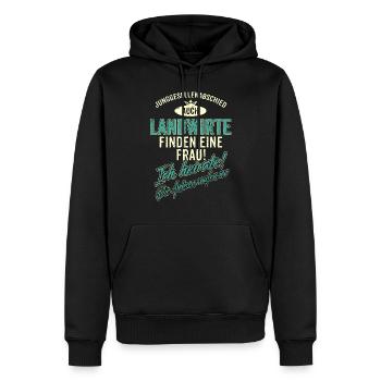 JGA BRAEUTIGAM - Landwirt - Version Auch - petrol - Männer Premium Bio Hoodie - Schwarz - Vorne - Nico (187cm)