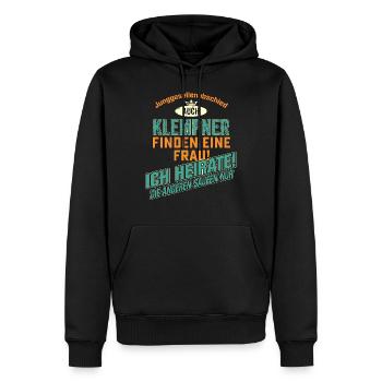 JGA BRAEUTIGAM - Klempner - petrol strong orange - - Männer Premium Bio Hoodie - Schwarz - Vorne - Nico (187cm)
