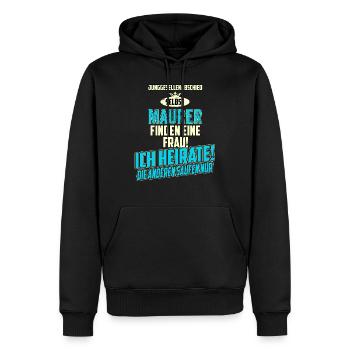 JGA BRAEUTIGAM - Maurer - strong sky blue - - Männer Premium Bio Hoodie - Schwarz - Vorne - Nico (187cm)