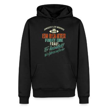JGA Team - Beamter - Version Auch - petrol - - Männer Premium Bio Hoodie - Schwarz - Vorne - Nico (187cm)