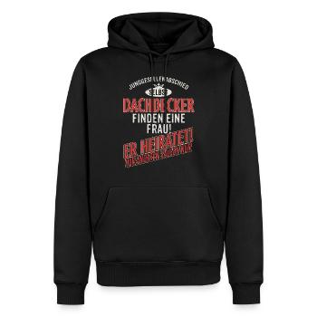 JGA Team - Dachdecker - US clean Style red grey - - Männer Premium Bio Hoodie - Schwarz - Vorne - Nico (187cm)