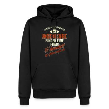 JGA Team - Ingenieur - Version Auch rot Retro - - Männer Premium Bio Hoodie - Schwarz - Vorne - Nico (187cm)