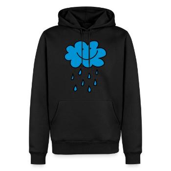 nuage drôle avec des gouttes de pluie, la météo, le printemps, l'eau - Sweat à capuche Premium bio Homme - noir - Devant - Nico (187cm)