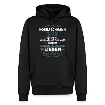 Lieben was man tut - Hotelfachmann - Männer Premium Bio Hoodie - Schwarz - Vorne - Nico (187cm)
