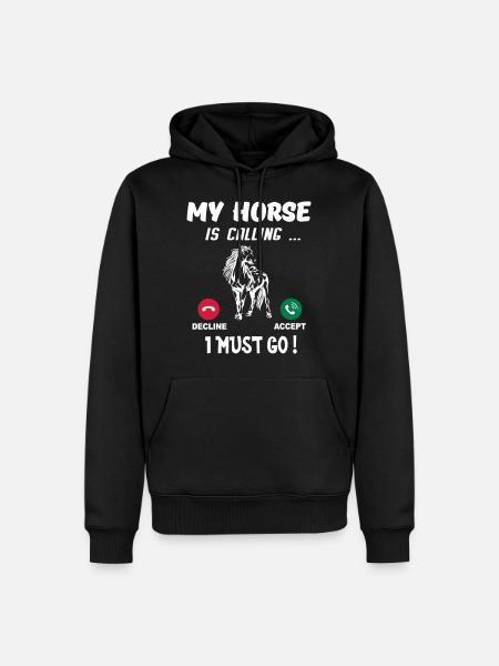 Pferd - Männer Premium Bio Hoodie - Schwarz