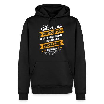 Disponent Gott - Männer Premium Bio Hoodie - Schwarz - Vorne - Nico (187cm)