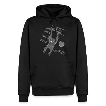 DIGGA CHILL MAL DEINE BASIS - Männer Premium Bio Hoodie - Schwarz - Vorne - Nico (187cm)