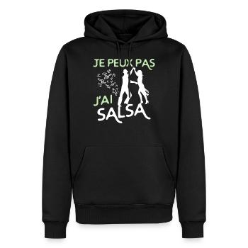 Danse Salsa - Sweat à capuche Premium bio Homme - noir - Devant - Nico (187cm)