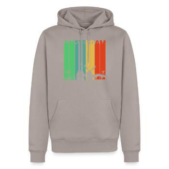 Vintage Retro Amsterdam.Holland. Netherlands.Gifts - Sweat à capuche Premium bio Homme - taupe - Devant - Nico (187cm)