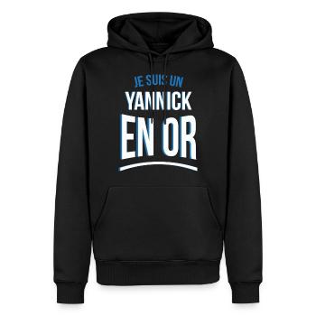 je suis un Yannick en or cadeau idée humour - Sweat à capuche Premium bio Homme - noir - Devant - Nico (187cm)