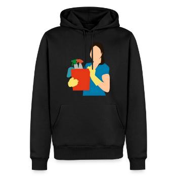 Nettoyage Nettoyage Nettoyage dame balai wischmop38 - Sweat à capuche Premium bio Homme - noir - Devant - Nico (187cm)