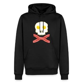 Speck und Eier Totenkopf Skull - Bacon Eggs - Männer Premium Bio Hoodie - Schwarz - Vorne - Nico (187cm)
