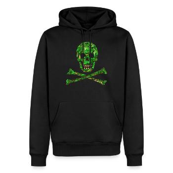 Crâne, Emerald, pirate, digital, crâne de cristal - Sweat à capuche Premium bio Homme - noir - Devant - Nico (187cm)