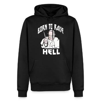 NÉ POUR ÉLEVER EN ENFER - Sweat à capuche Premium bio Homme - noir - Devant - Nico (187cm)