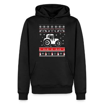 Weihnachten Shirt - Traktor und Weihnachten - Männer Premium Bio Hoodie - Schwarz - Vorne - Nico (187cm)