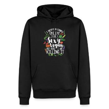 One Day I'm a sexy Vegan: Here I am! - Männer Premium Bio Hoodie - Schwarz - Vorne - Nico (187cm)