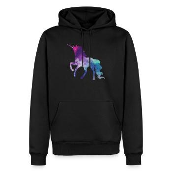 Einhorn, Einhörner, Ich liebe Einhörner - Männer Premium Bio Hoodie - Schwarz - Vorne - Nico (187cm)