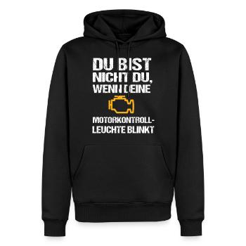 Engine control light flashes, car shirt with humor - Men’s Premium Organic Hoodie - black - Front - Nico (187cm)