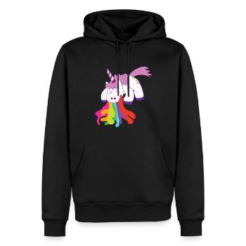 Kotzendes Einhorn Regenbogen - Männer Premium Bio Hoodie - Schwarz - Vorne - Nico (187cm)