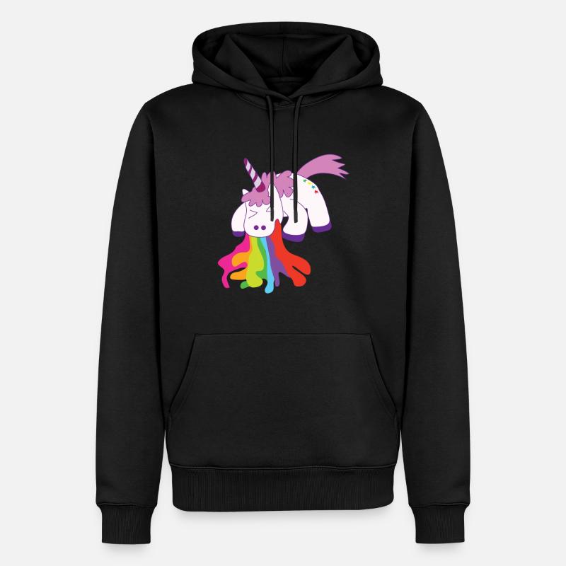 Kotzendes Einhorn Regenbogen - Männer Premium Bio Hoodie - Schwarz