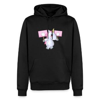 Marcher, licorne, signe, doigt, moyen, idée cadeau - Sweat à capuche Premium bio Homme - noir - Devant - Nico (187cm)