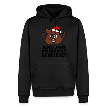 Putain de Noël merde merde puant - Sweat à capuche Premium bio Homme - noir - Devant - Nico (187cm)