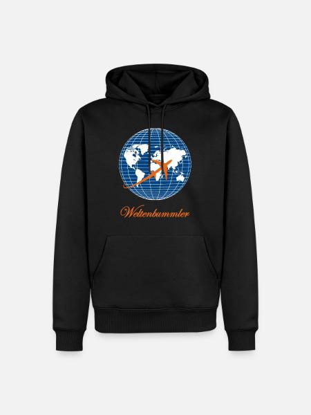 Weltenbummler - Geschenk Reise - Männer Premium Bio Hoodie - Schwarz