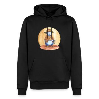 Puik-Puik Jones the adventurer - Men’s Premium Organic Hoodie - black - Front - Nico (187cm)