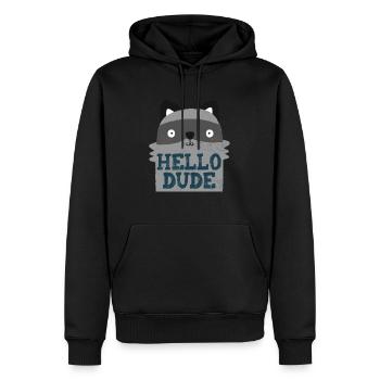 HELLO DUDE - Sweat à capuche Premium bio Homme - noir - Devant - Nico (187cm)