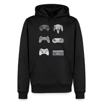 Jeu cadeau vintage contrôleur rétro nerd - Sweat à capuche Premium bio Homme - noir - Devant - Nico (187cm)