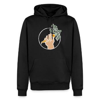 Végétalien, végétalien, - Sweat à capuche Premium bio Homme - noir - Devant - Nico (187cm)