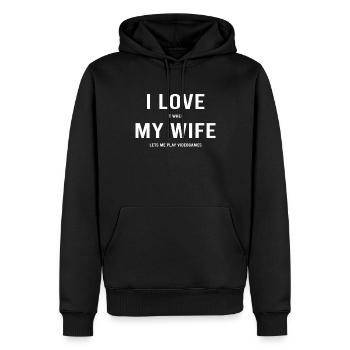 "I Love It When My Wife Lets Me Play Video Games" - Men’s Premium Organic Hoodie - black - Front - Nico (187cm)