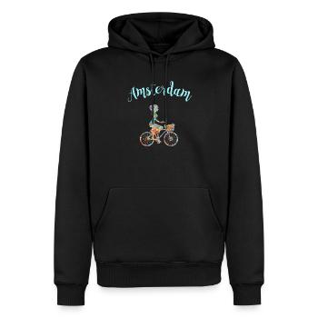 Cadeau Souvenir Vélo Amsterdam T-Shirt - Sweat à capuche Premium bio Homme - noir - Devant - Nico (187cm)
