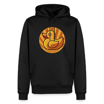 Jouet bébé canard en caoutchouc - Sweat à capuche Premium bio Homme - noir - Devant - Nico (187cm)