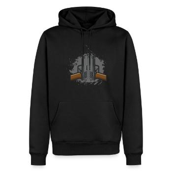 Gun Gift, colt luger desert eagle weapon - Men’s Premium Organic Hoodie - black - Front - Nico (187cm)