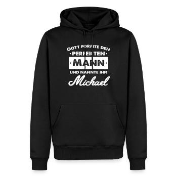 Michael - Sweat à capuche Premium bio Homme - noir - Devant - Nico (187cm)