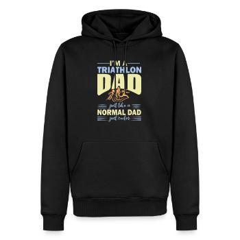 Triathlon Dad - Vater - Triathlet - Papa - Männer Premium Bio Hoodie - Schwarz - Vorne - Nico (187cm)