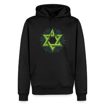 Etoile de David, religion hexagram Judaïsme Juif - Sweat à capuche Premium bio Homme - noir - Devant - Nico (187cm)
