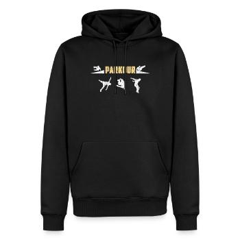 Parkour - Sweat à capuche Premium bio Homme - noir - Devant - Nico (187cm)