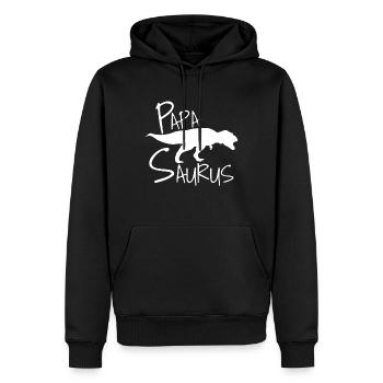 Papa Papasaurus - Männer Premium Bio Hoodie - Schwarz - Vorne - Nico (187cm)