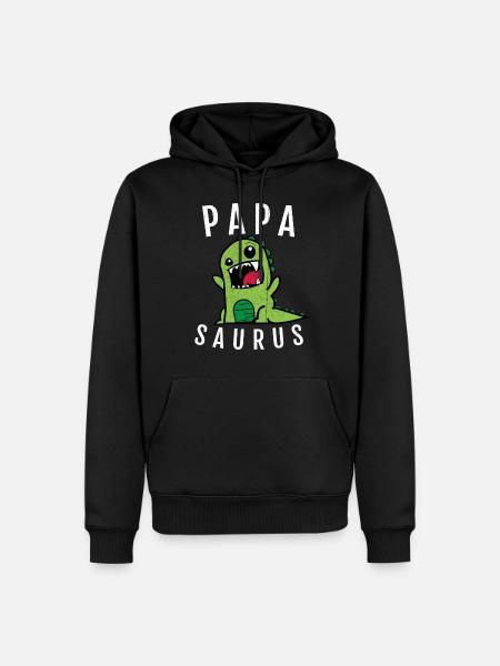 Papa Papasaurus - Männer Premium Bio Hoodie - Schwarz